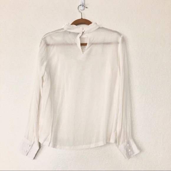 Victorian White Ruffle Neck Top - Picture 4 of 5